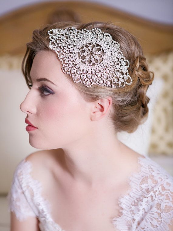 Wedding - Silver Crystal Bridal Headpiece, Art Deco Crystal Beaded Head Piece, Crystal Hair Piece Comb, Crystal Wedding Hair Accessories, STYLE 143a