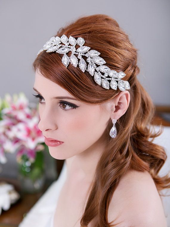 Crystal Leaves Bridal Headpiece Rhinestone Headband Crystal Bridal Hair Comb Wedding Headband