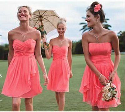 Wedding - Light Coral Pink Bridesmaids Dress.. 