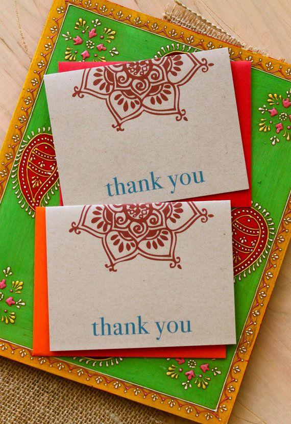 زفاف - الحناء الحب - الزفاف الهندية الحديثة شكرا جزيلا للبطاقات، البرتقالي والأحمر شكرا لك بطاقة - شراء لبدء عملية الترتيب