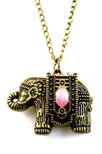 Wedding - Good Luck Elephant Pocket Watch Necklace 
