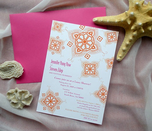 Свадьба - Розовый И Оранжевый Сохранить Дату Приглашения 