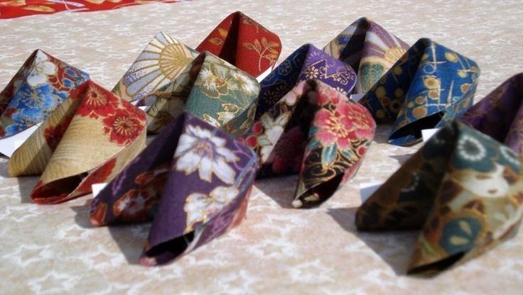 Wedding - 12 Fabric Fortune Cookies - Asian Prints
