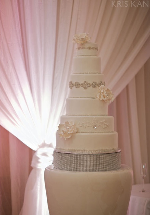 Mariage - Blush et gris gâteau de mariage