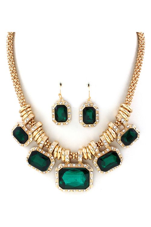 Wedding - Emerald Necklace And Earrings 
