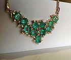Wedding - Colombian Emerald Necklace 18K Gold 