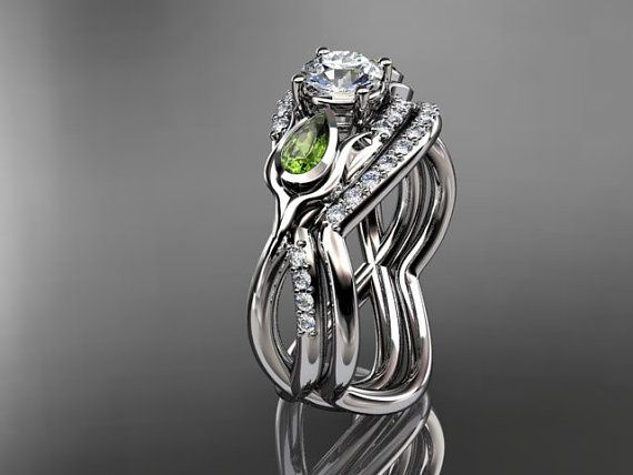 Wedding - 14kt White Gold Diamond Tulip Flower Wedding Ring,engagement Set ADLR226
