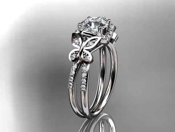 زفاف - البلاتين فراشة الماس خاتم الزواج، خاتم الخطوبة ADLR141