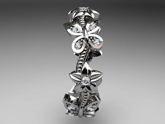 Свадьба - Платины, Алмазов Цветочные Бабочка Обручальное Кольцо,обручальное Кольцо,обручальное кольцо ADLR139