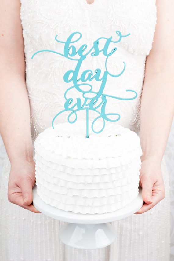 Свадьба - Лучший День Свадебный Торт Топпер - Tiffany Blue