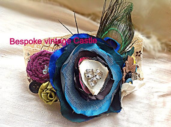 Hochzeit - Blumen-Mädchen Ornate Peacock Stirnband