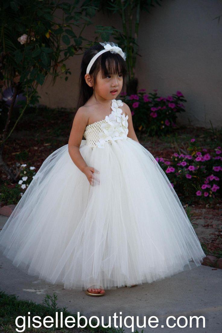 Hochzeit - Blumen-Mädchen-Kleid. Elfenbein mit Elfenbein