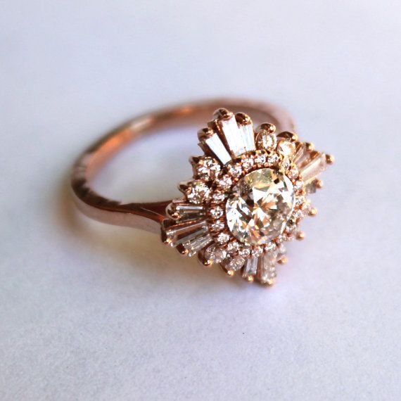 Hochzeit - Atemberaubende Diamond Ring - Die "Gatsby" Ring - Art Deco, Great Gatsby, Custom Made, Engagement / besondere Anlässe, Cocktail