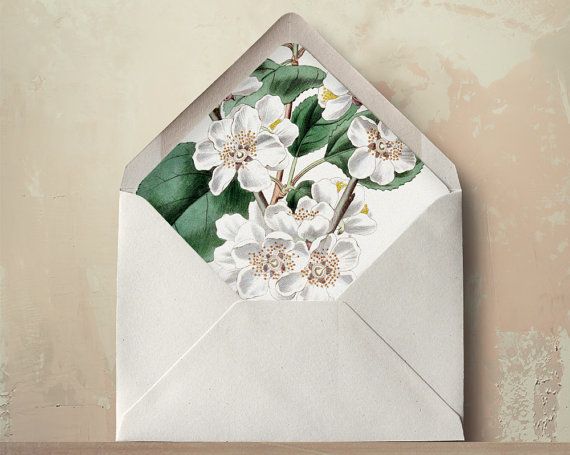 Mariage - Plum Blossom enveloppe Liners imprimable invitations et cartes de mariage DIY