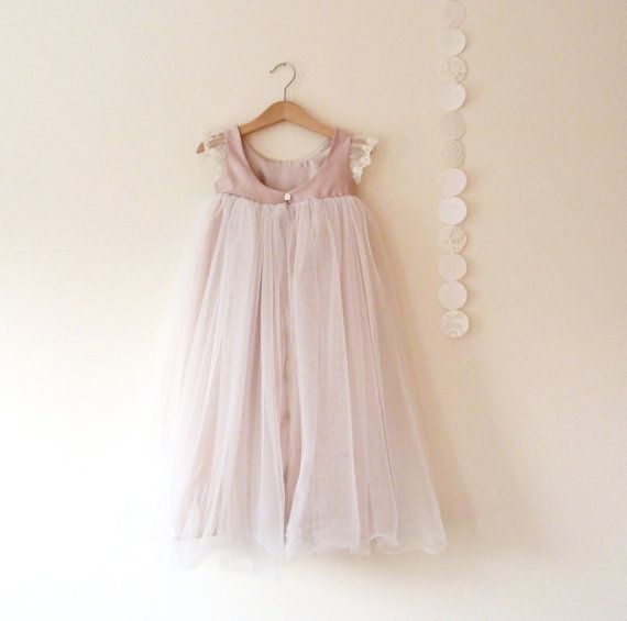 Wedding - Junior Bridesmaid Dress In Cappuccino And Ivory With Full Tulle Skirt