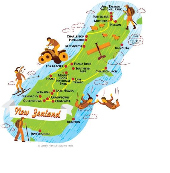 Wedding - New Zealand - South Island Map 