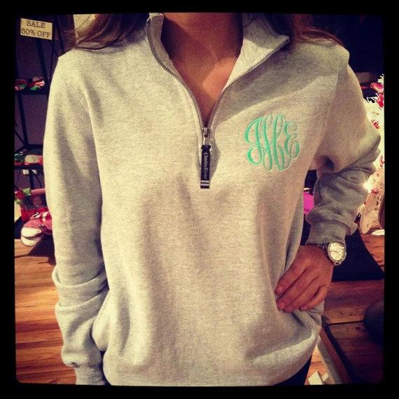 Wedding - Sold Out For Christmas Delivery - Monogrammed Quarter-Zip Sweatshirt - Unisex In Size