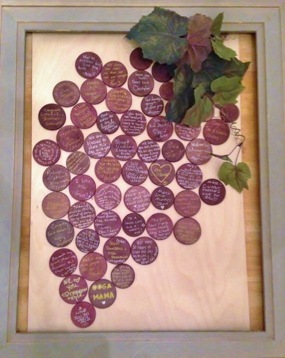 Wedding - Unique Guest Book For Vineyard Wedding, Wine Grape Guestbook Turned Into Art. Wine Themed Guestbook Listing For 30 To 90 Grapes
