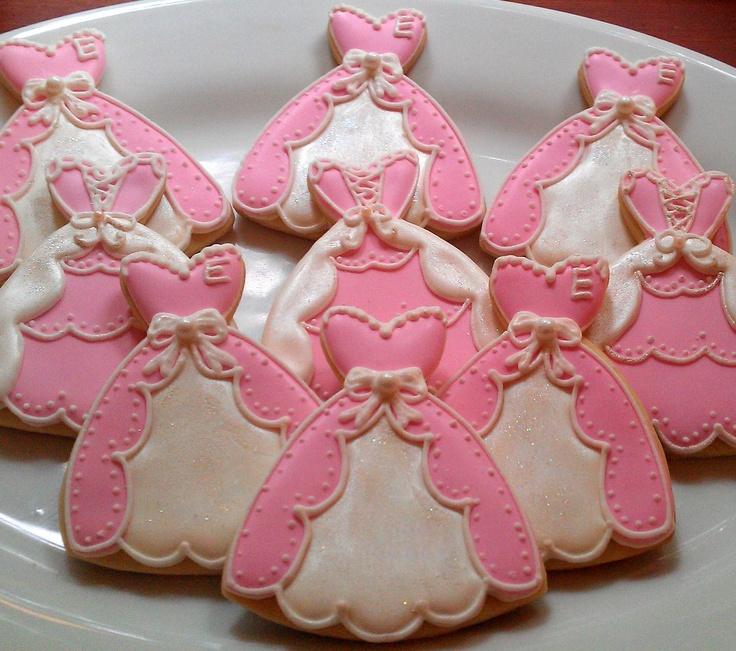 Wedding - Pink princess gown shaped wedding cookies