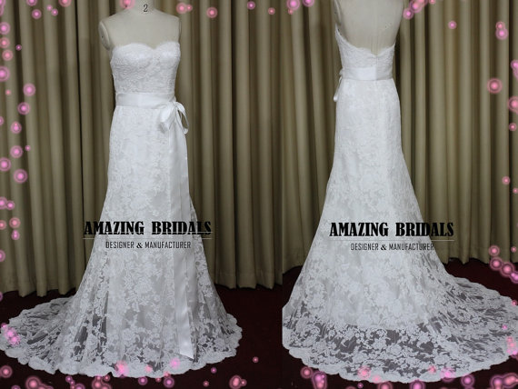 Hochzeit - Backless wedding dress, Low back lace wedding dress wedding gown, strapless lace wedding dress bridal gown bridal dress CW31009