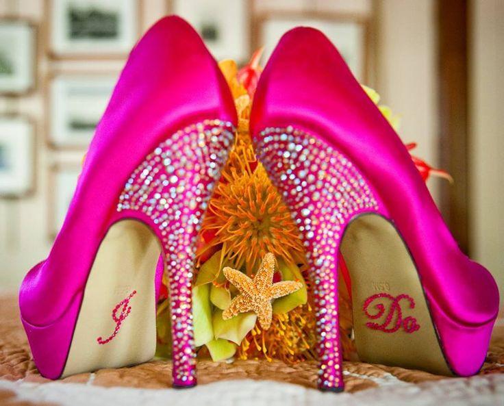 Hochzeit - # # Brautschuhe pink # bling