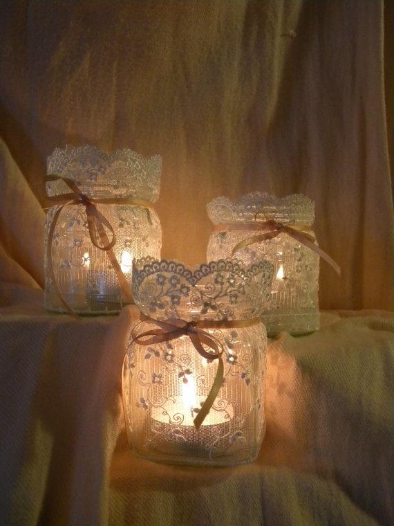Wedding - Lace Candle Holders. 
