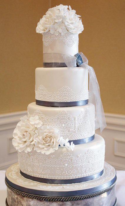 Wedding - Chantilly Lace Wedding Cake 