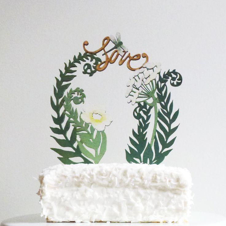 Wedding - Ferns And Flowers Cake Topper