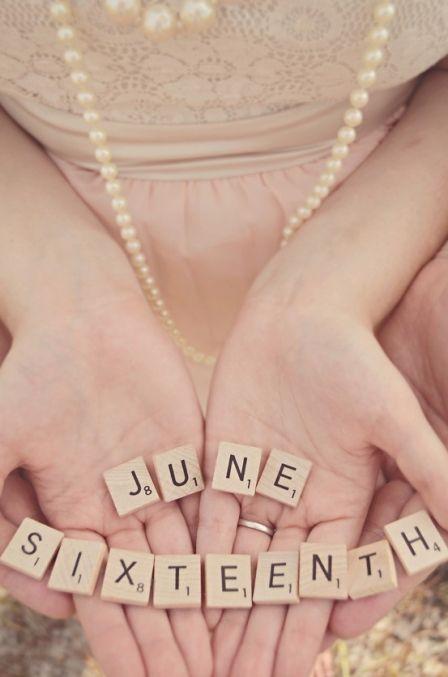 Hochzeit - Halten Scrabble-Zeichen Save The Date