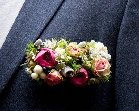 Hochzeit - Blume im Knopfloch Einstecktuch