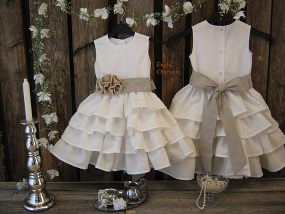 Off white girls leinenkleid. bettwäsche flower girl. kleinkind ...