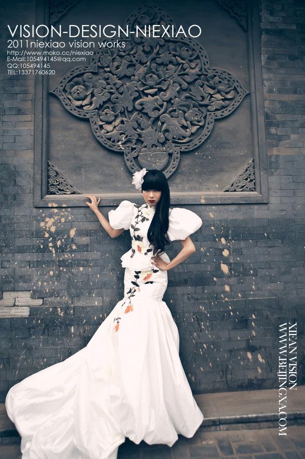 Mariage - Blanc qipao robe de mariage robe pour la mariée