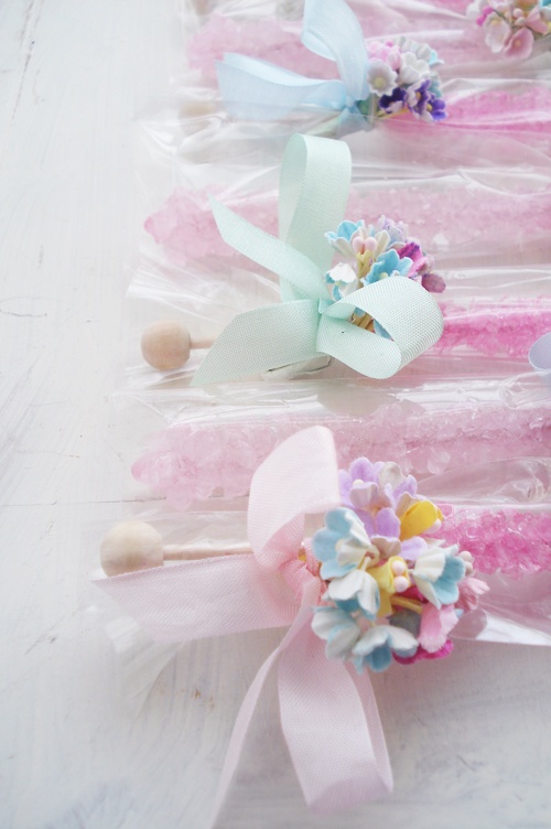 Wedding - Pink Rock Candy With Millinery Flowers 