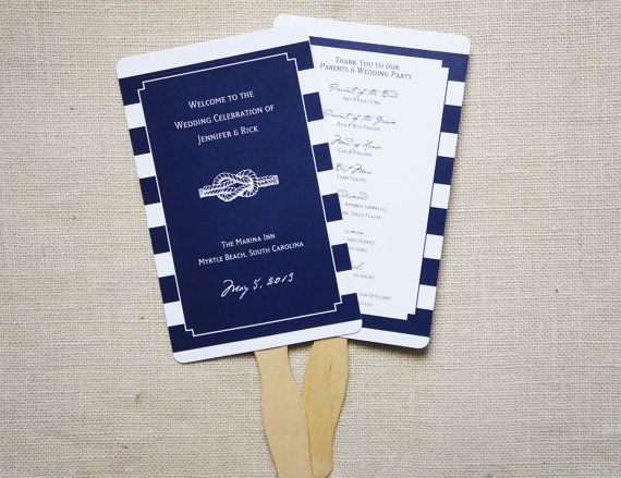 Wedding - Nautical Wedding Fan Programs