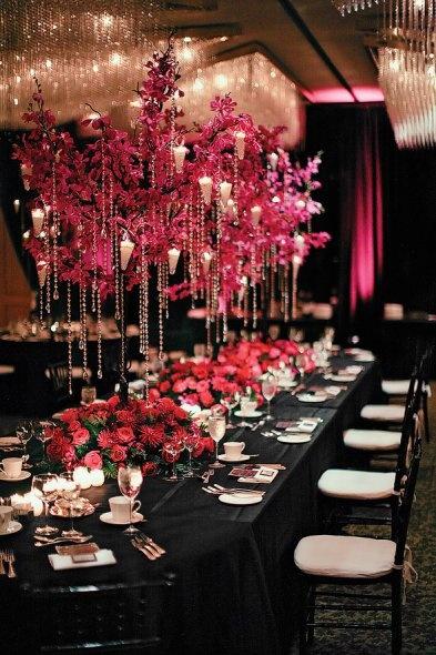 Wedding - Pink And Black Tablescape 