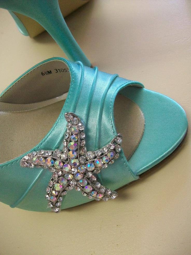 Wedding - Wedding Shoes - Starfish Shoes - Beach Wedding Peep Toe Shoes-Tiffany Blue Wedding Bridal Heels - Swarovski Crystal Starfish Shoes Parisxox