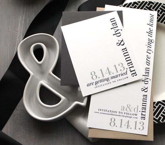 Wedding - Urban Elegance - Modern Wedding Save The Dates With Black, Gray - Purchase To Start The Ordering Process