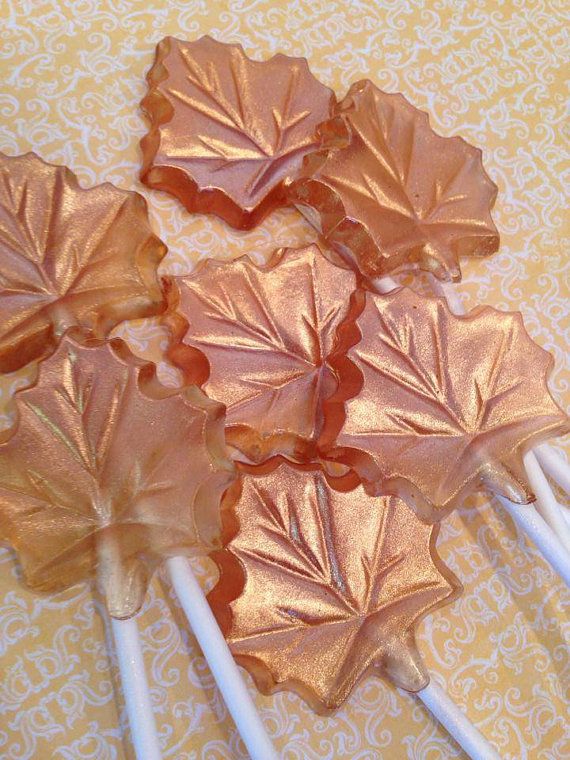Wedding - Autumn Leaves Lollipops 12 Pc. - Made To Order