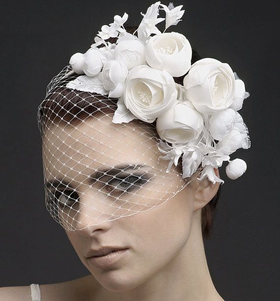Hochzeit - Adabelle -. Seidenblumen Verschleierte Braut Stirnband