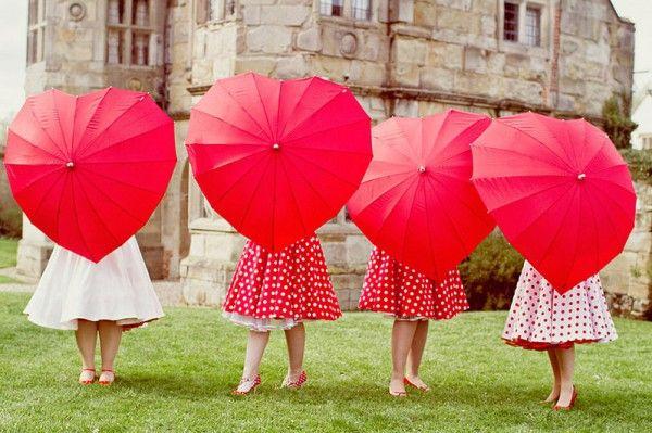 Wedding - Carry Heart-shaped Umbrellas For Major Photo Impact