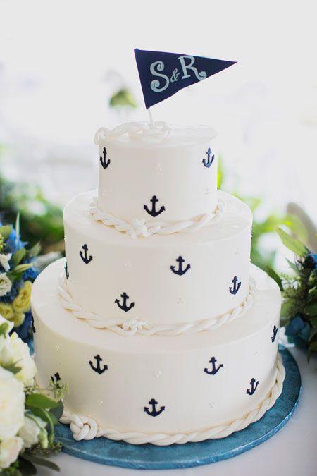 Wedding - Nautical Wedding Cake With Anchors