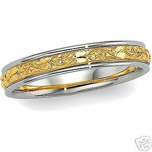 Свадьба - 14kt Два Тона Золотое Обручальное кольцо 