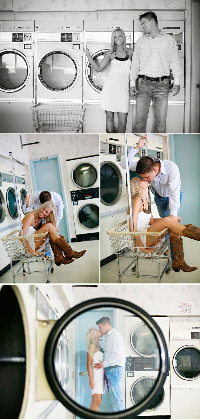 Wedding - Laundromat Engagement Photos 