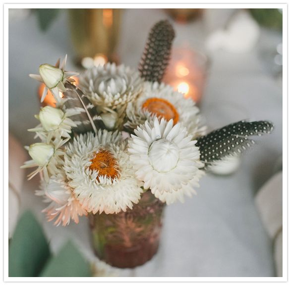 Wedding - White Wild Flowers And Feathers 