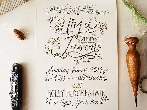 Hochzeit - Illustrierte Hochzeits-Einladung Roundup