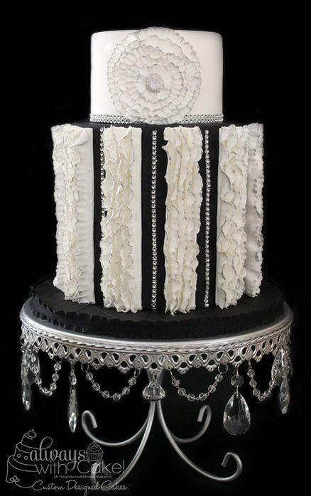 زفاف - الأسود والأبيض روعة كعكة