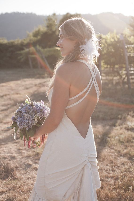 Mariage - Automne Star, en coton bio dentelle, soie Charmeuse chanvre robe de mariage