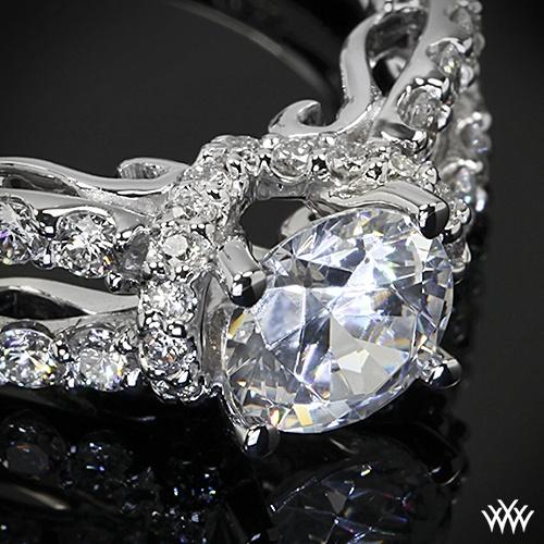 Hochzeit - 18k White Gold Verragio 4 Prong Wrap Pave Diamant-Verlobungsring