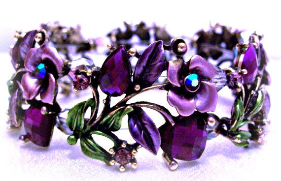 Wedding - Purple Bracelet Of Roses And Hearts Jewelry Design
