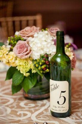 Mariage - Bouteille de vin Table Numbers